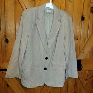 A New Day Linen Blend‎ Oversize Blazer Casual Work Office Career Jacket Beige M
